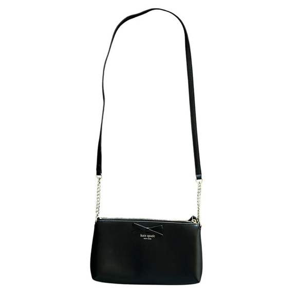 kate spade Handbags - Kate Spade Sawyer Street Declan Black Genuine Leather Gold Bow Crossbody Bag
